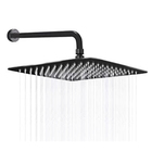 Ducha Chuveiro Inox 20x20 Preto Fosco Quadrado Parede Suporte