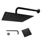 Ducha Chuveiro Inox 20x20 Preto Fosco Quadrado Parede Suporte