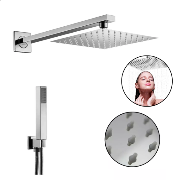 Ducha Chuveiro Inox 20x20cm Desviador Inteligente Completo Cr