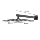 Ducha Chuveiro Inox 20x20cm Preto Fosco Com Acabamento Quadra