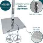 Ducha Chuveiro Inox 25x25 Quadrado Slim Cascata Ducha Fria De
