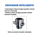 Ducha Chuveiro Inox 25x25cm Desviador Inteligente Completo Cr