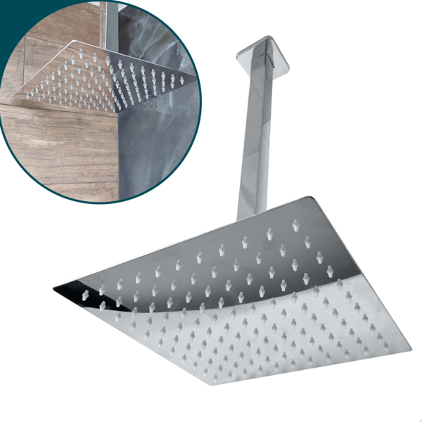 Ducha Chuveiro Inox 30x30 Quadrado Slim Cascata Ducha Fria De