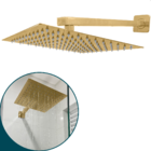 Ducha Chuveiro Inox Dourado Brilhoso Quadrado 20x20 De Parede