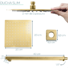 Ducha Chuveiro Inox Dourado Brilhoso Quadrado 20x20 De Parede