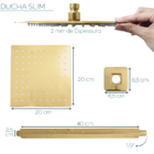Ducha Chuveiro Inox Dourado Brilhoso Quadrado 20x20 De Teto D