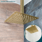 Ducha Chuveiro Inox Dourado Brilhoso Quadrado 25x25 De Teto D