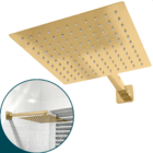 Ducha Chuveiro Inox Dourado Brilhoso Quadrado 30x30 De Parede