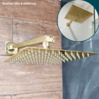 Ducha Chuveiro Inox Dourado Brilhoso Quadrado 30x30 De Parede