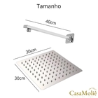 Ducha Chuveiro Para Banheiro Inox 304 20x20 – Inox Prata - Go