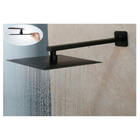 Ducha Chuveiro Quadrada Metal Preto 20x20 Cm Com Braço Quadra