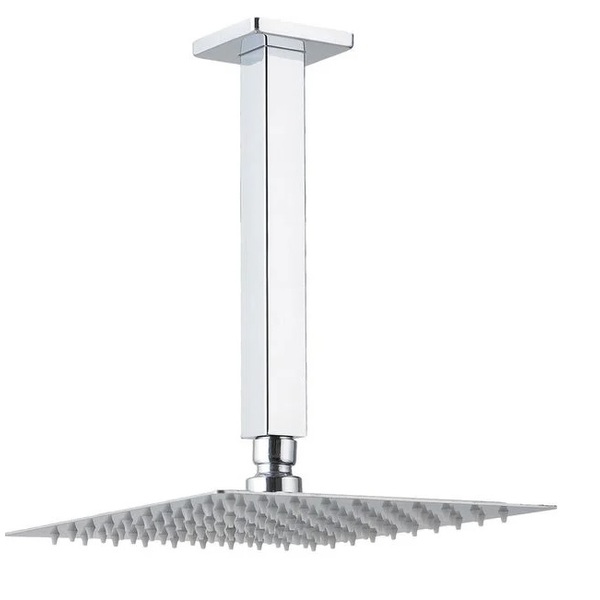 Ducha Chuveiro Quadrada Slim Teto 20x20 - Braço 25 Cm - Croma