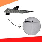 Ducha Chuveiro Quadrado 20cm Preto Inox Black C/ Braço