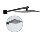 Ducha Chuveiro Quadrado Braço Parede Preto Fosco 20x20cm Metal