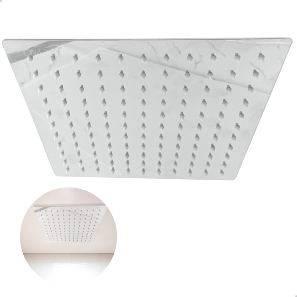 Ducha Chuveiro Quadrado De Teto Inox Polido 30x30 Com Niple D