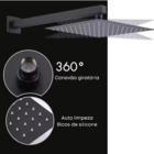 Ducha Chuveiro Slim Gás Solar Preto Fosco Quadrado Metal 20X2