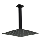 Ducha Chuveiro Slim Preto Quadrado Metal 25x25 Braço De Teto