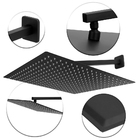 Ducha Chuveiro Slim Preto Quadrado Metal 30x30 Braço 38cm