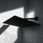 Ducha Chuveiro Slim Preto Quadrado Metal 30x30 Com Braço