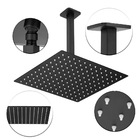 Ducha Chuveiro Slim Preto Quadrado Metal 40x40 Braço De Teto