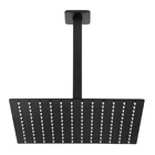 Ducha Chuveiro Slim Preto Quadrado Metal 40x40 Braço De Teto