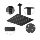 Ducha Chuveiro Teto Piscina 25x25 Metal Inox Preto Fosco