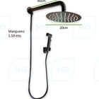 Ducha Com Desviador Chuveirinho Preta Chuveiro 20cm Preto Fos