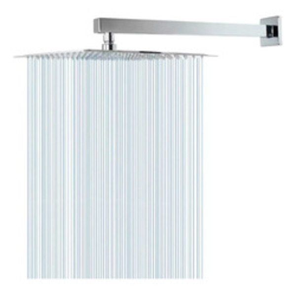 Ducha de banho quente fria quadrada inox 30x30 metal com braç