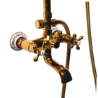 Ducha De Coluna Com Misturador Dourado Com Porcelana Vintage