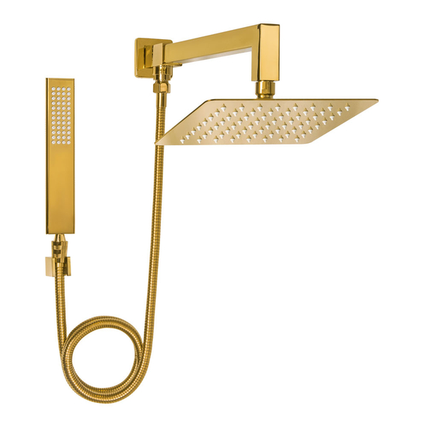 Ducha De Inox Quadrada 20x20 Cm Com Chuveirinho (Dourada)