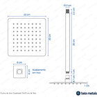 Ducha De Inox Quadrada 20x20 Cm De Teto (dourada)