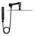 Ducha De Inox Quadrada 30x30 Cm Com Chuveirinho (Preto)