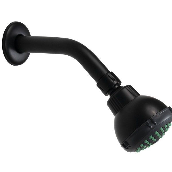 Ducha Flatt Abs 7 Cm Preto Fosco Redonda Com Cano De Parede B