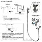 Ducha Higiênica Chuveirinho Gatilho Metal Luxo 1/4 Volta