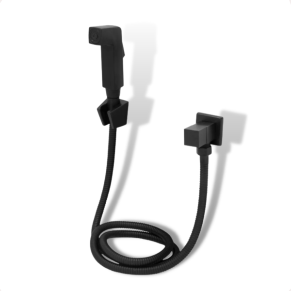 Ducha Higiênica Completa Duxinha Quadrada Preto Fosco Black M