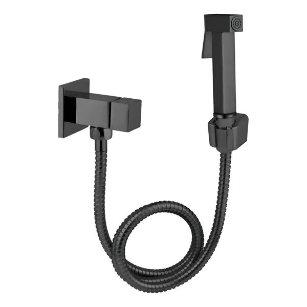 Ducha Higiênica Completa Quadrada Preta Fosco Black Matte