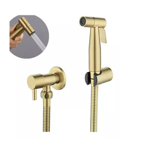 Ducha Higiênica Dourada 1/4 Volta Luxo Gatilho Inox 304