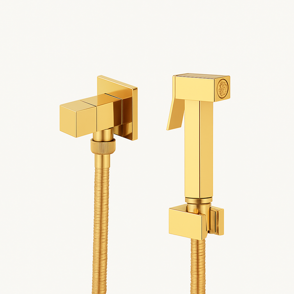 Ducha Higienica Para Banheiro Quadrada Dourada/gold Metal