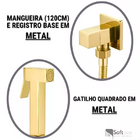 Ducha Higienica Para Banheiro Quadrada Dourada/gold Metal