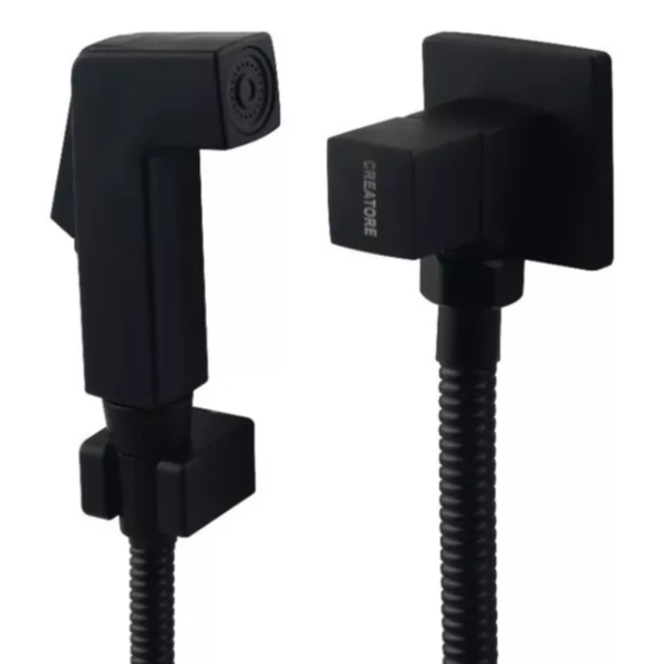 Ducha Higienica Preta Quadrada Intima Registro Metal