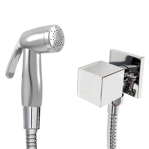 Ducha Higiênica Quadrada em ABS Cromado com Registro 1/4 Volta