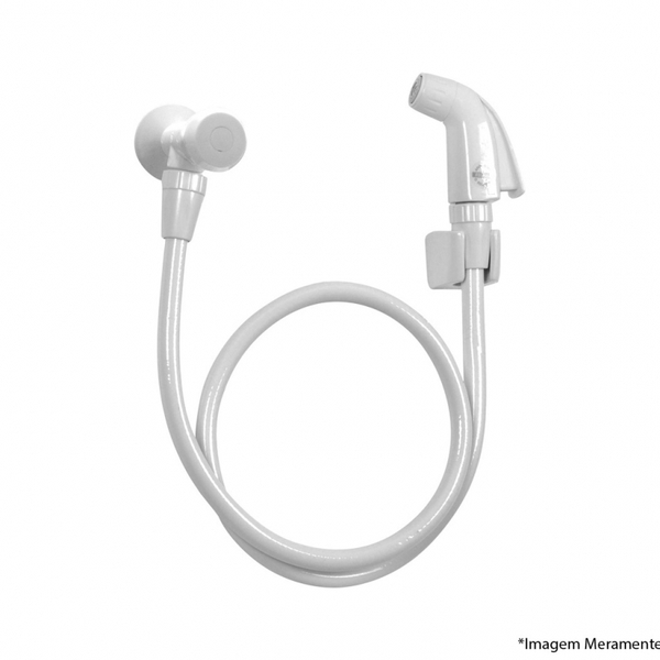 Ducha Higiênica Rio Pp Branca Com Registro E Flexível 100cm