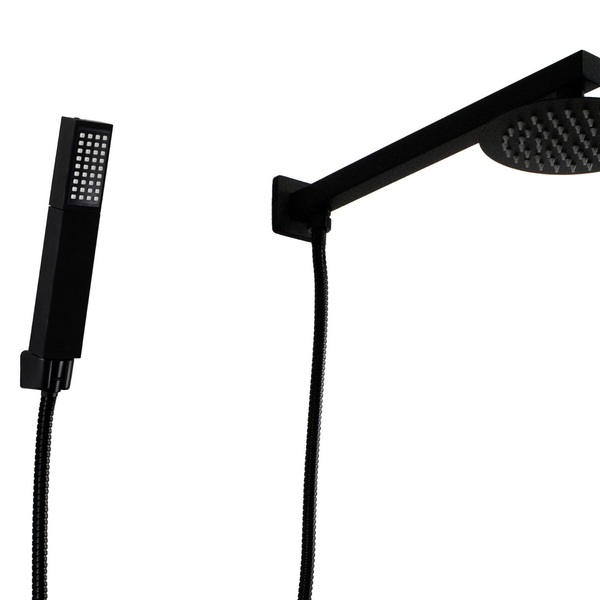 Ducha Inox 304 15 Cm Preto Com Braço De Parede Com Desviador