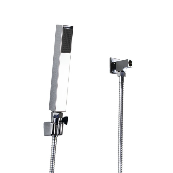 Ducha Manual Quadrado Em Abs Cromado Com Botão Abre E  Fecha