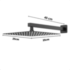 Ducha Piscina 25x25cm Quadrado Slim Preto Fosco Inox Luxo