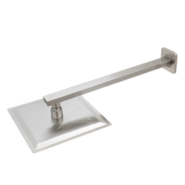 Ducha Quadrada 20x20 Cm Inox 304 Aço Escovado Com Braço Quadr
