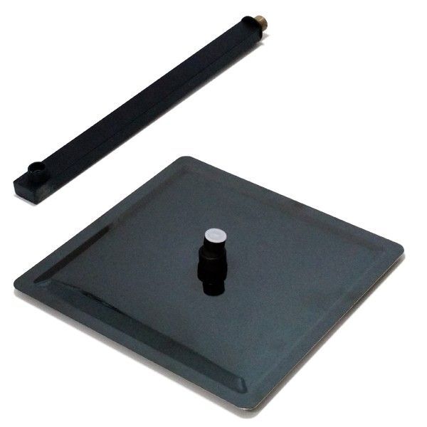 Ducha Quadrada 30x30 Inox Preto Borda Fina com Braço Quadrado