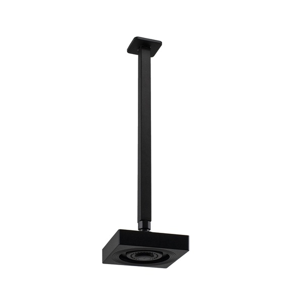 Ducha Quadrada Autolimpante 13 Cm Abs Preto Com Cano Teto 40