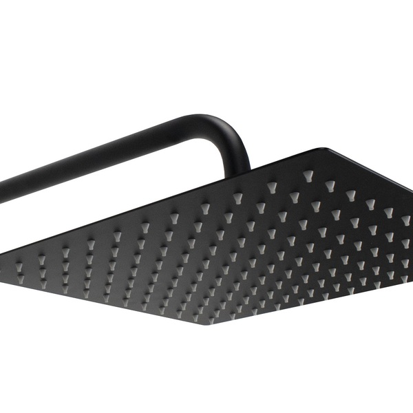 Ducha Quadrada Black Matte 30x30 Cm Inox Com Cano Redondo 34