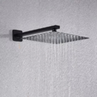 Ducha Quadrada Slim 20x20cm Com Braço 40cm Inox Preta Domum